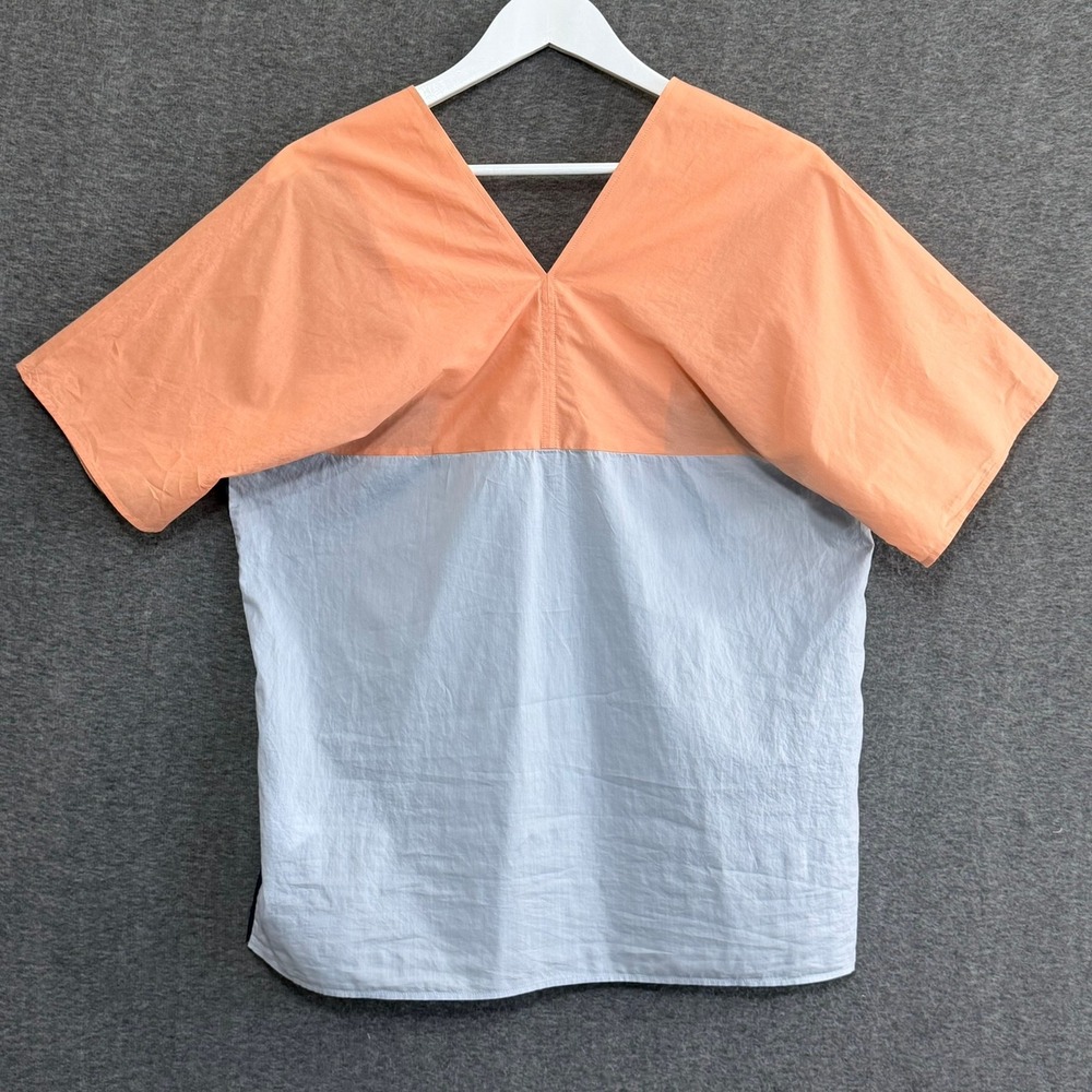 COS Women Colorblock Draped V-Neck Boxy Top Scandi Style Minimalist Boho Resort - Picture 2 of 6